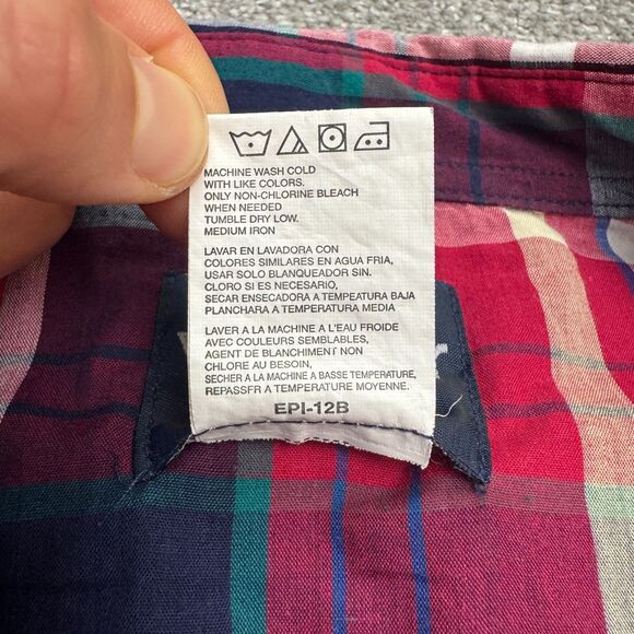 Wrangler Western Pearl Button Down Shirt Mens 17.5 Tall Red Plaid Short Sleeve - Picture 9 of 13